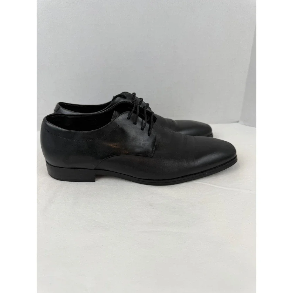 Steve Madden P-Quilt Mens Black‎ Leather Derby Dress Shoes Size 9.5 M Lace Up